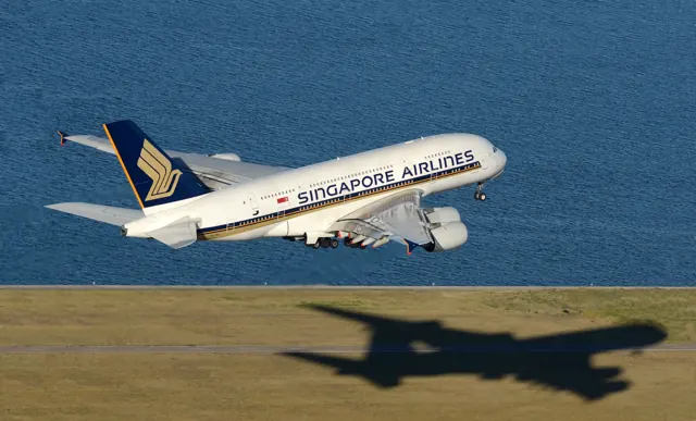 Singapore Airlines Airbus A380 at Sydney Airport room added.
