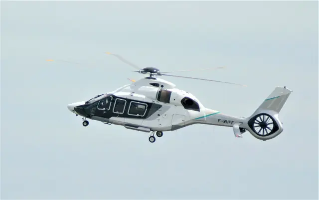 Airbus H160 F-WHFF arriving at Westchester County Airport during a demonstration in September 2023.