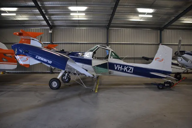 Cessna T188C VH-KZI at Albury, Australia, in November 2014.