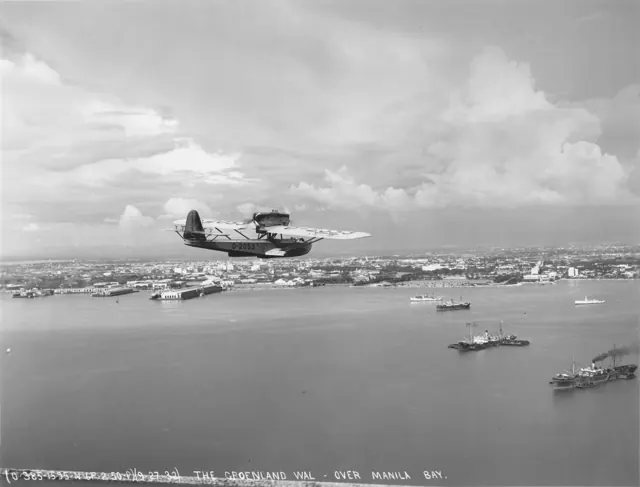 Dornier Wal over Manila Bay in September 1932. The source's filename and description disagree on the registration.