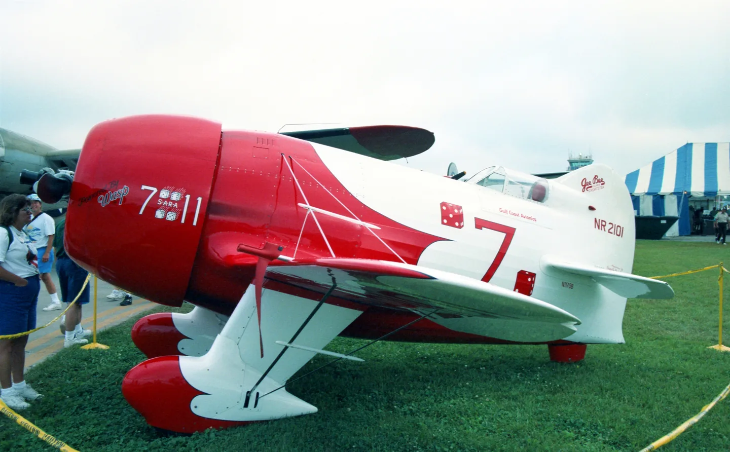 Delmar Benjamin's full-size Gee Bee R-2 replica, N117GB, at Oshkosh in 1993.