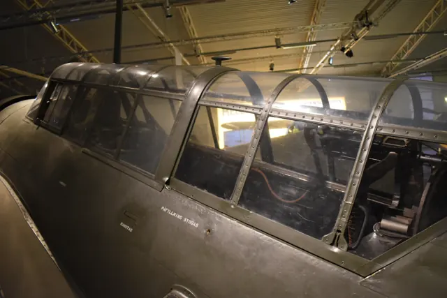 Saab 17 cockpit at the Swedish Air Force Museum in August 2019.