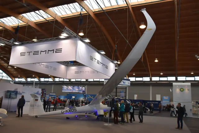 Stemme S12 D-KXOS with its wing folded at AERO Friedrichshafen 2016.