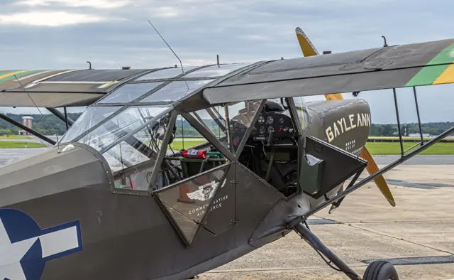 Cockpit of a Stinson L-5 Sentinel.