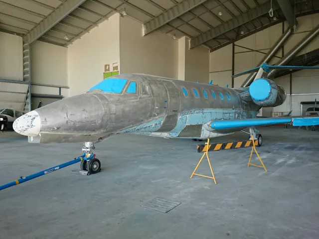 Unpainted airframe showing metal construction
