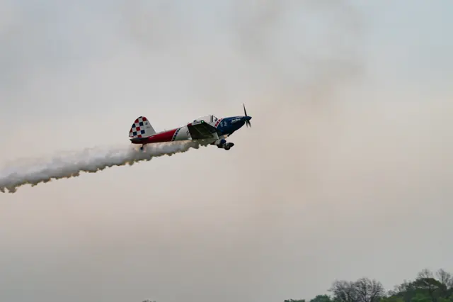 "Ghostwriter", a 1956 deHavilland Chipmunk, performs during the 2025 Defenders of Liberty Air Show at Barksdale Air Force Base, Louisiana