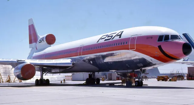 An L-1011-1 of Pacific Southwest Airlines at Lockheed's Palmdale plant